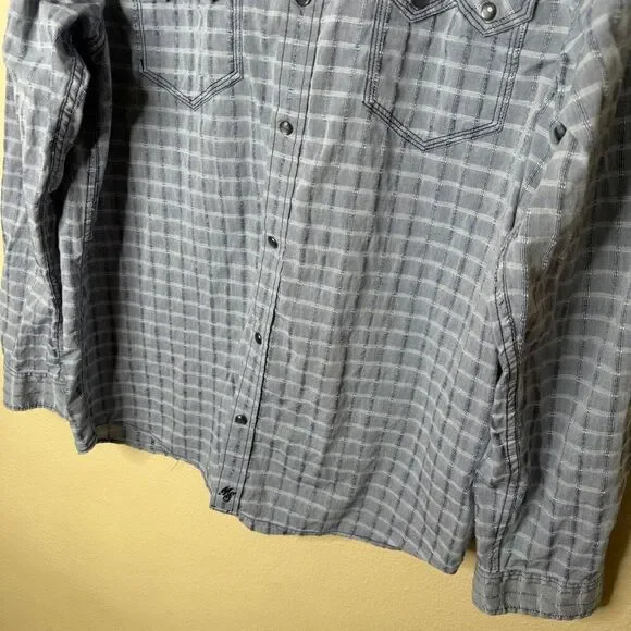 Moon Shine Spirit Shirt Mens XL Button Up Pearl Snap Long Sleeve Western Plaid - Picture 3 of 14